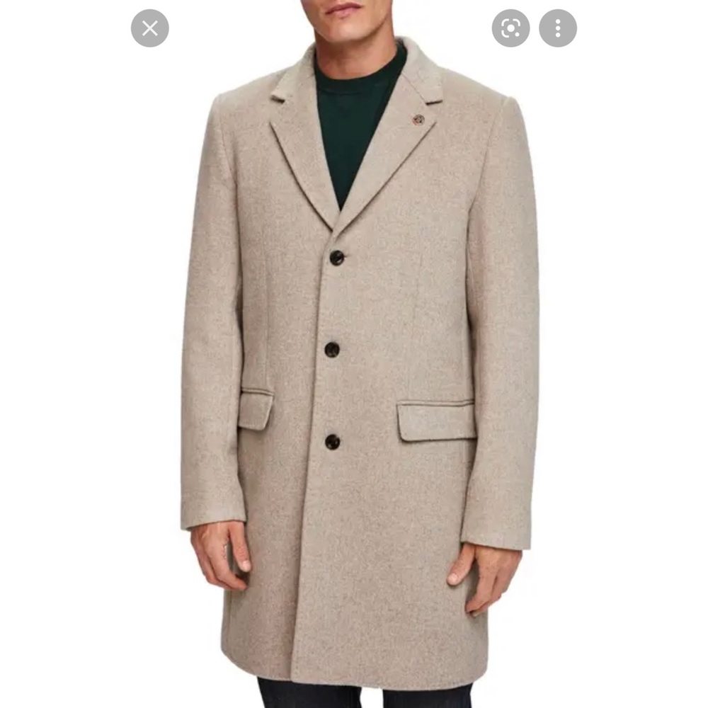 Scotch & Soda Regular Fit Classic Tailored Topcoat In Sand Melange NWT XXL